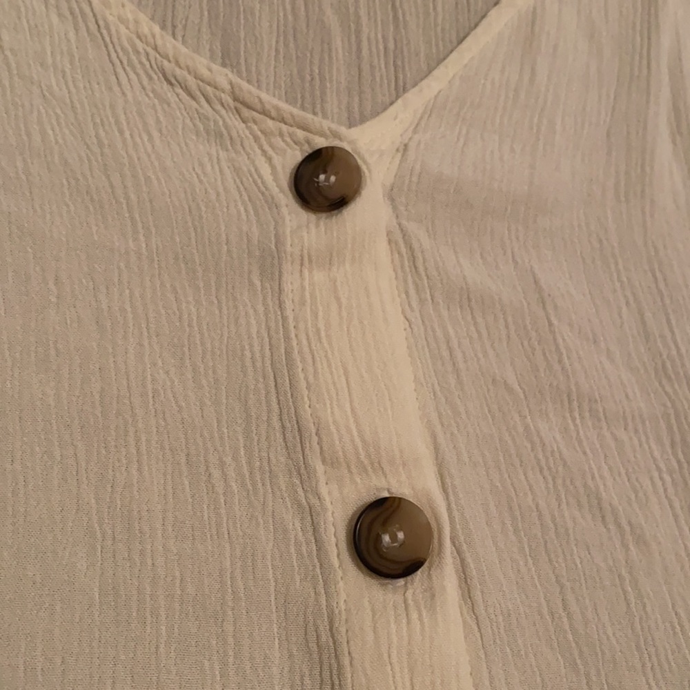 Cream Button Top - Picture 2 of 5